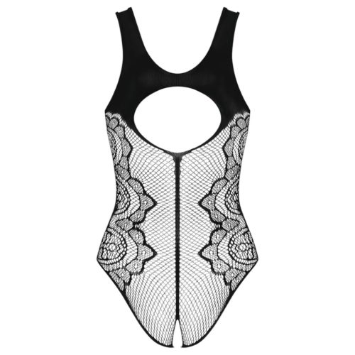 Obsessive B335 - átlátszó, nyitott, fekete body (S-L)