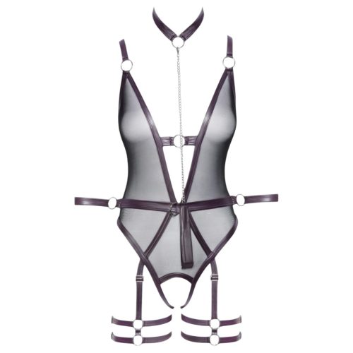 Cottelli Bondage - nyitott body és kar bilincs (sötétlila)