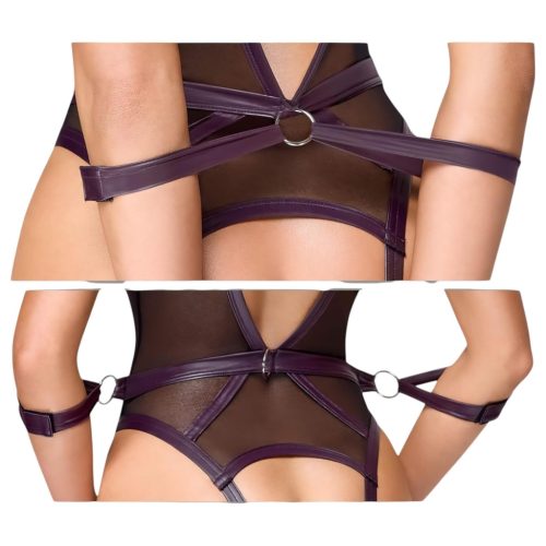 Cottelli Bondage - nyitott body és kar bilincs (sötétlila)