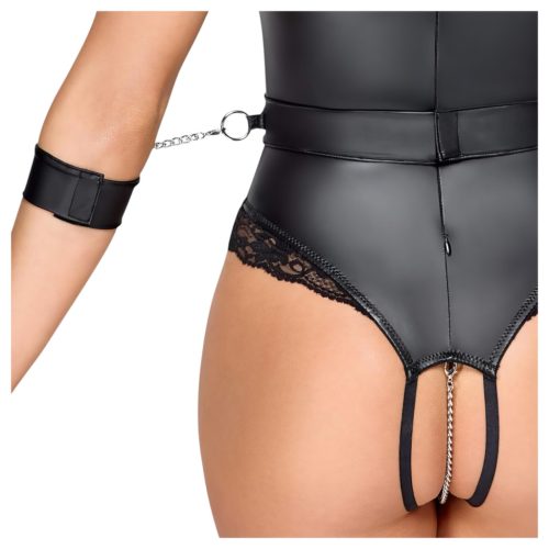 Cottelli Bondage - nyitott cici villantós body (fekete)