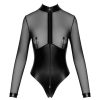 Noir - fényes body átlátszó betéttel (fekete)