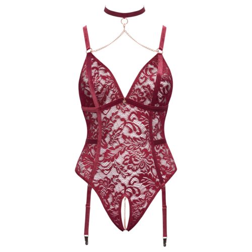 Cottelli Curves - láncos csipke body (piros)