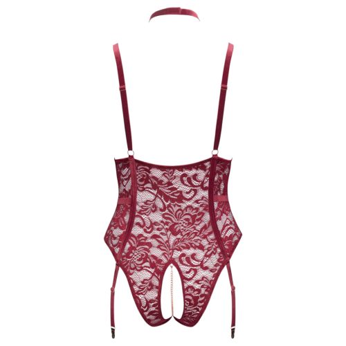 Cottelli Curves - láncos csipke body (piros)