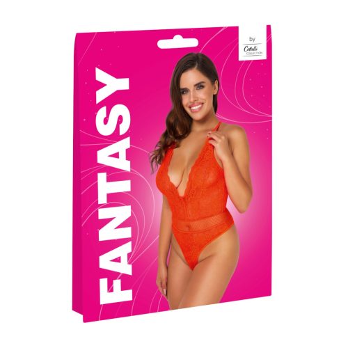 Cottelli - keresztpántos csipke body (piros)