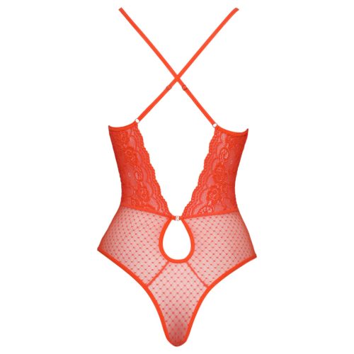 Cottelli - keresztpántos csipke body (piros)