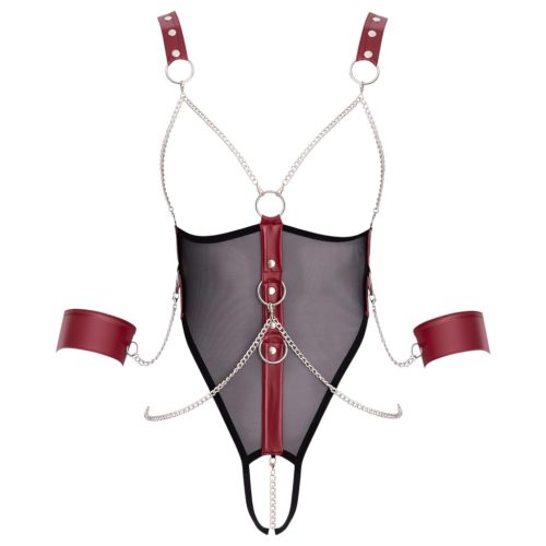 Cottelli Bondage - pántos nyitott body lánccal (fekete)