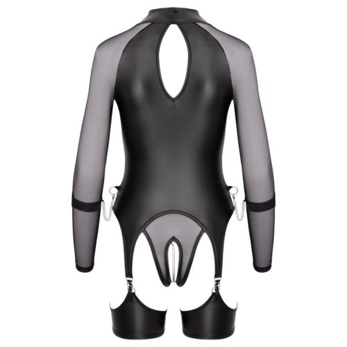 Cottelli Bondage - áttetsző felső bilincsekkel (fekete)