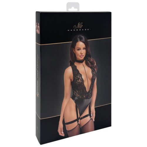 Noir Libido - szexi body beépített harisnyatartóval (fekete)