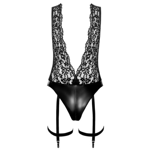 Noir Libido - szexi body beépített harisnyatartóval (fekete)
