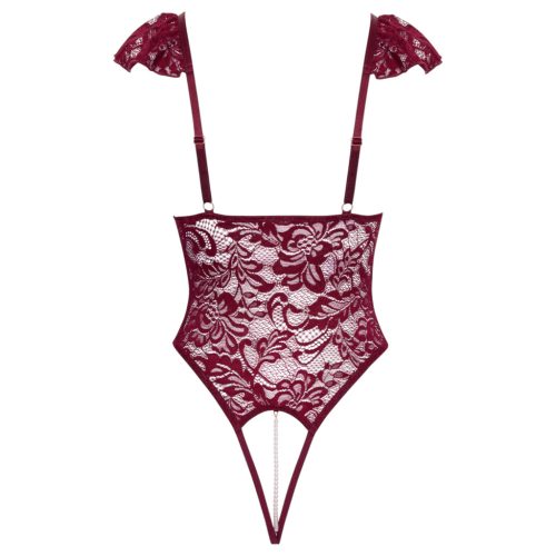 Cottelli - csipkés gyöngyös body (piros)