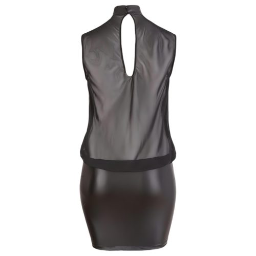 Cottelli Plus Size - fényes sifon szexi ruha nőknek (fekete)