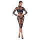 Noir - átlátszó, virágos, hosszúujjú ruha (fekete)