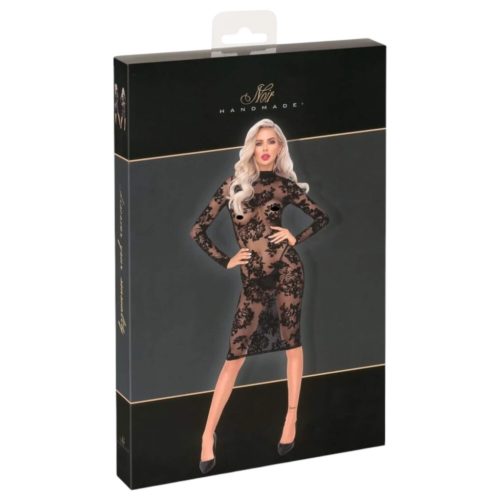 Noir - rózsás, hosszúujjú ruha (fekete)