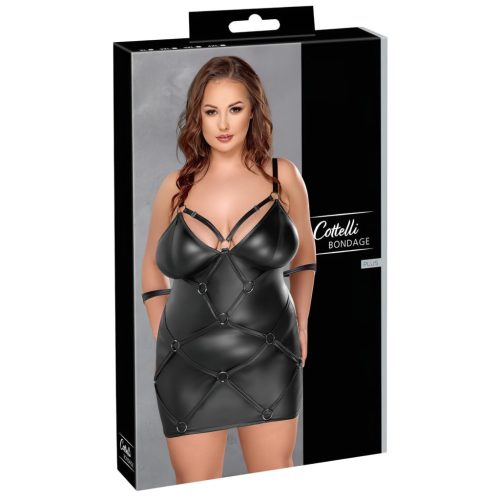 Cottelli Plus Size - szexi ruha bilinccsel (fekete)