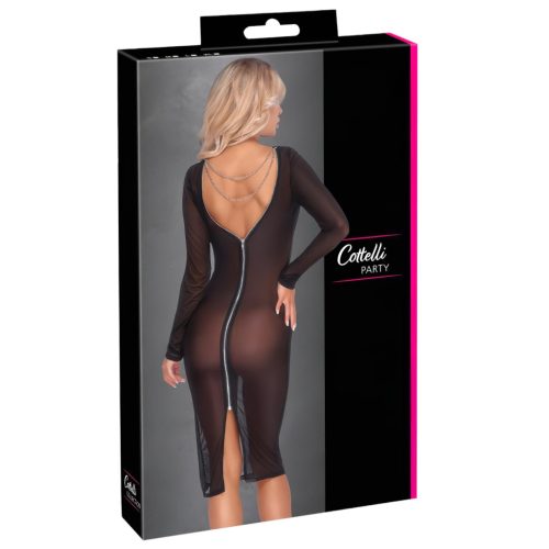 Cottelli Party - áttetsző, cipzáras ruha (fekete)