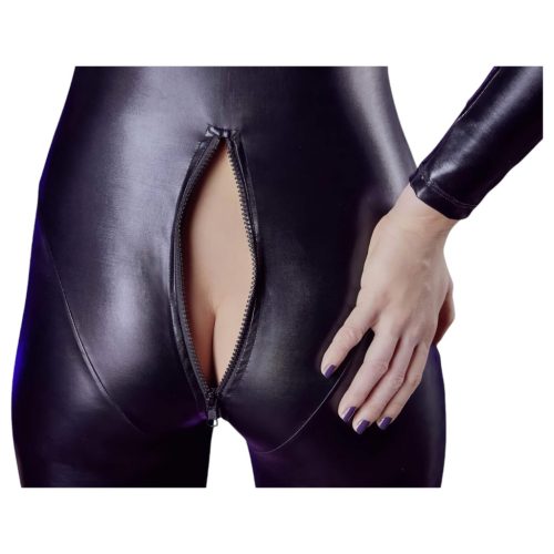 Cottelli - fényes hosszúujjú party overál (fekete)