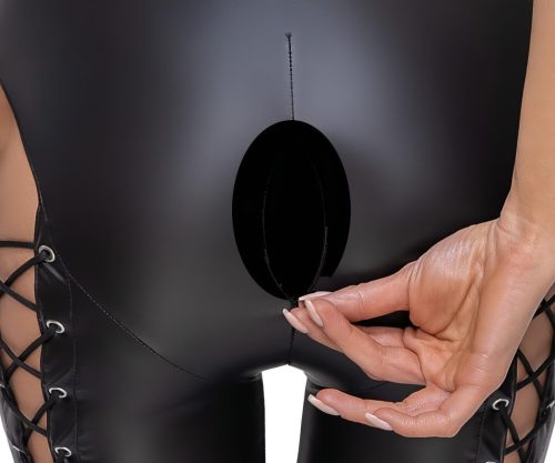 Cottelli Party - nyakpántos fűzős overál (fekete)