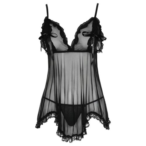 Cottelli - Lenge, fodros babydoll (fekete)