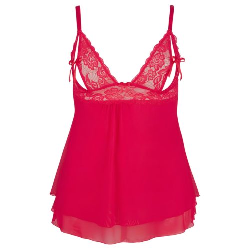 Cottelli Plus Size - csipkés, lenge babydoll (piros)