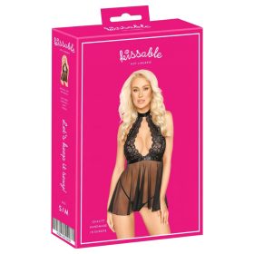 Kissable - nyakpántos, csipke babydoll (fekete)