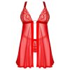 Obsessive Elianes - csipkés babydoll szett (piros)