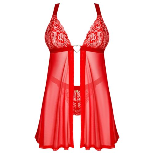 Obsessive Elianes - csipkés babydoll szett (piros)