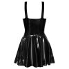 LATEX - szexi miniruha fodros szoknyával (fekete)