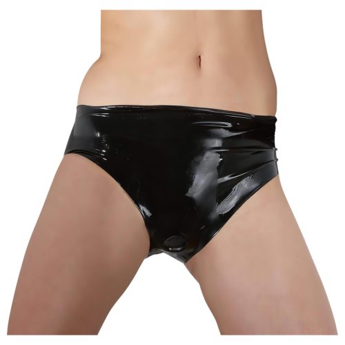 Late X - női latex bugyi belső dildóval (fekete)
