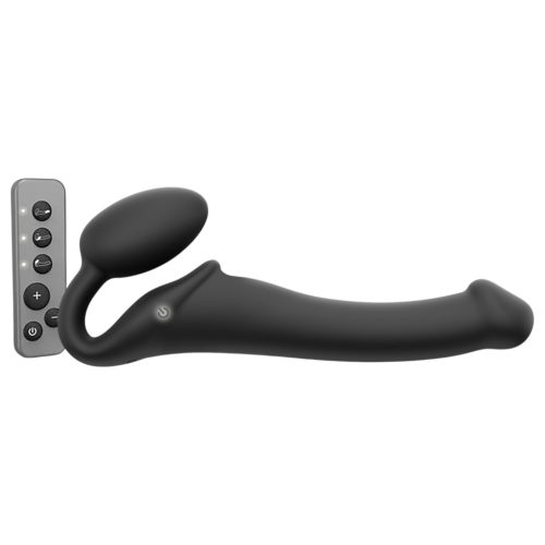 Strap-on-me M - felcsatolható vibrátor - közepes (fekete)