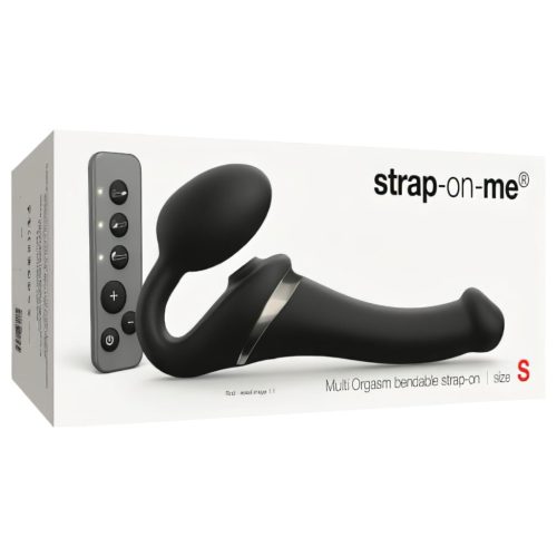 Strap-on-me S - felcsatolható, léghullámos vibrátor (fekete)
