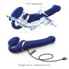 Strap-on-me S - felcsatolható, léghullámos vibrátor (kék)