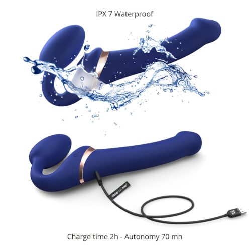 Strap-on-me S - felcsatolható, léghullámos vibrátor (kék)