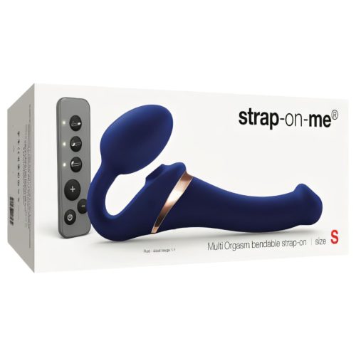 Strap-on-me S - felcsatolható, léghullámos vibrátor (kék)