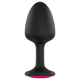   Dorcel Geisha Plug Ruby L - fekete pink köves anál plug (nagy)