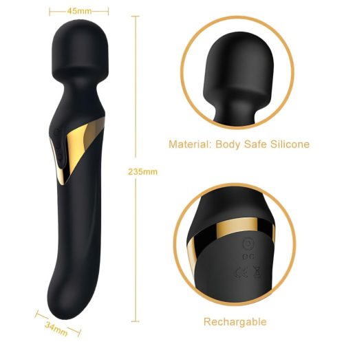 Dorcel Dual Orgasms Gold - 2in1 masszírozó vibrátor, wand masszírozó (fekete)