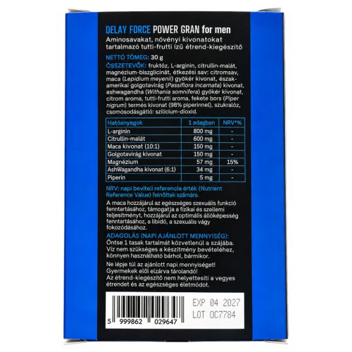 Delay Force Power - magömlés késleltető étrend-kiegészítő por (7 tasak)
