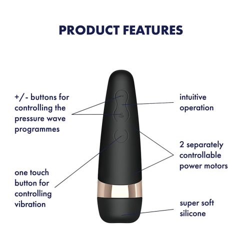 Satisfyer Pro 3+ - léghullámos, vízálló, akkus csiklóizgató vibrátor (fekete)