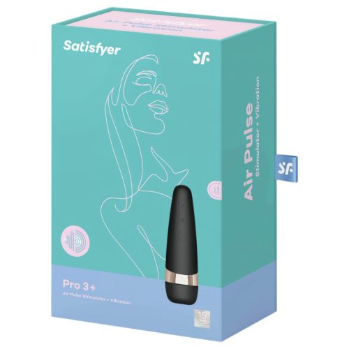 Satisfyer Pro 3+ - léghullámos, vízálló, akkus csiklóizgató vibrátor (fekete)