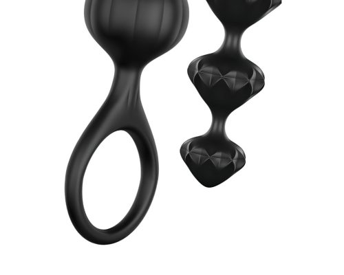 Satisfyer Love Beads - gyöngyös anál dildó szett (fekete)