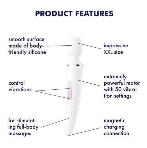 Satisfyer Wand-er Woman - vízálló masszírozó vibrátor (fehér)