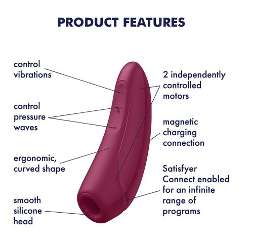 Satisfyer Curvy 1+ - app-vezérelt léghullámos csiklóizgató (piros)