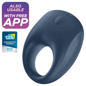   Satisfyer Strong One - App-vezérelt vibrációs péniszgyűrű (kék)