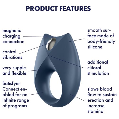 Satisfyer Royal One - App-vezérelt vibrációs péniszgyűrű (kék)