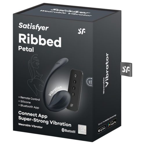 Satisfyer Ribbed Petal - hordható rádiós vibrotojás (fekete)