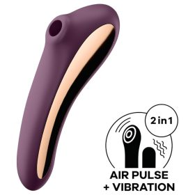   Satisfyer Dual Kiss - 2in1, hüvelyi és csikló vibrátor, csiklóizgató (lila)