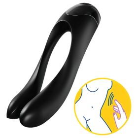   Satisfyer Candy Cane - akkus, vízálló kétágú vibrátor (fekete)