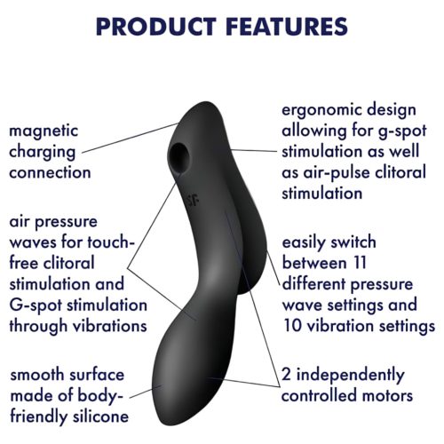 Satisfyer Curvy Trinity 2 - léghullámos 2in1 vibrátor (fekete)