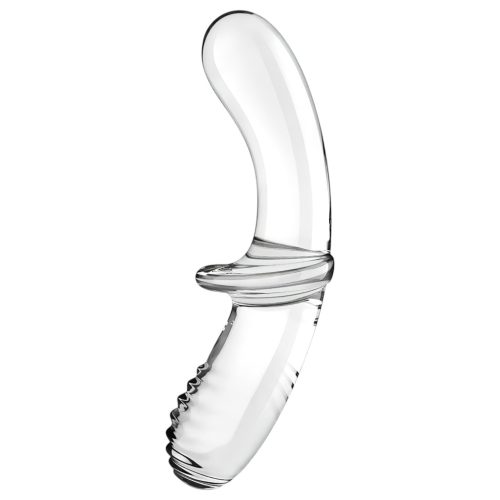 Satisfyer Double Crystal - kétvégű üveg dildó (átlátszó)
