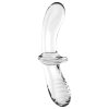 Satisfyer Double Crystal - kétvégű üveg dildó (átlátszó)