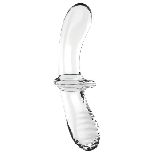 Satisfyer Double Crystal - kétvégű üveg dildó (átlátszó)